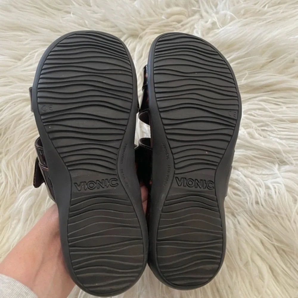 Vionic Skylar tortoise patent leather comfort sandals size 7 - Picture 5 of 7
